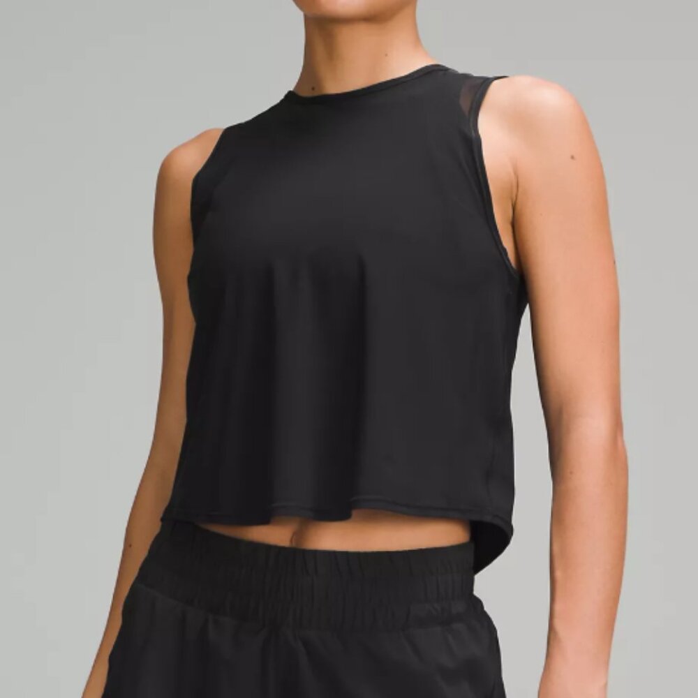 NWT $58 LULULEMON Sculpt Cropped Tank Top Black Lightweight Gym Shirt Size 8